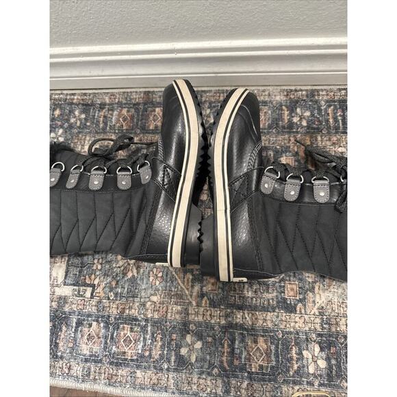 Sorel Faux Fur Black Lace Up Boots Women's Size 5 Super Cute - Picture 7 of 8